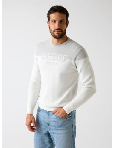 Maglia Guess Uomo con logo frontale a blocchi colore girocollo in lyoc