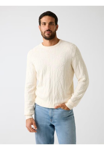 Maglione Guess Uomo con logo in rilievo in misto viscosa ECOVERO™  | M