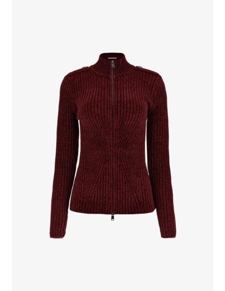 Cardigan Donna Guess Monocromo con Colletto Alto e Chiusura a Cerniera