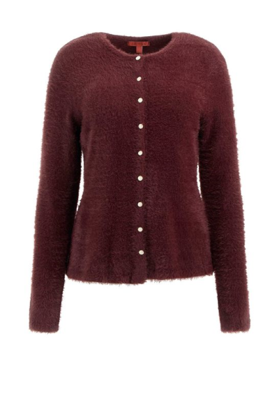 Guess Cardigan Donna Akyra Bordeaux con Girocollo e Bottone  | Mariade