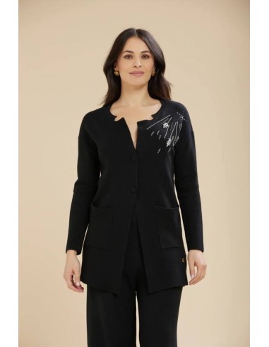 Cardigan lungo donna Carola Maria Milano con applicazioni in viscosa f