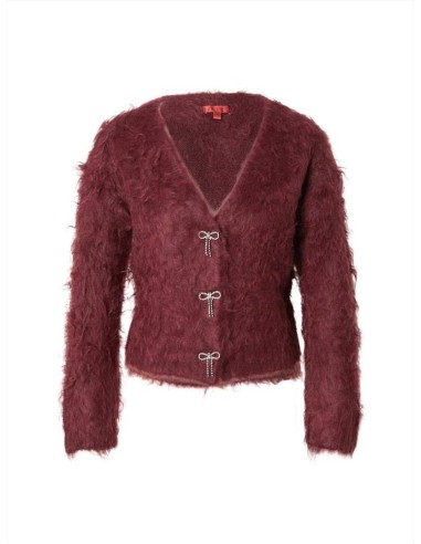 Cardigan Guess Donna bordeaux con fiocchi decorativi  | Mariadesole.it