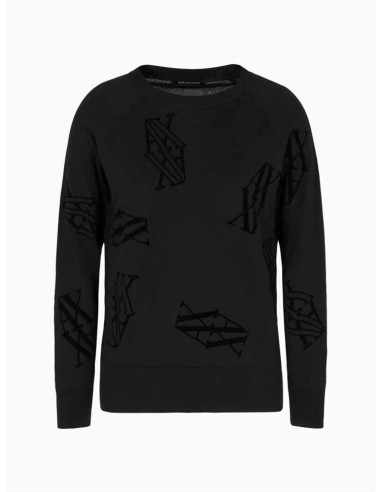 Maglione Donna Armani Exchange in Misto Cotone e Seta con Monogram Flo