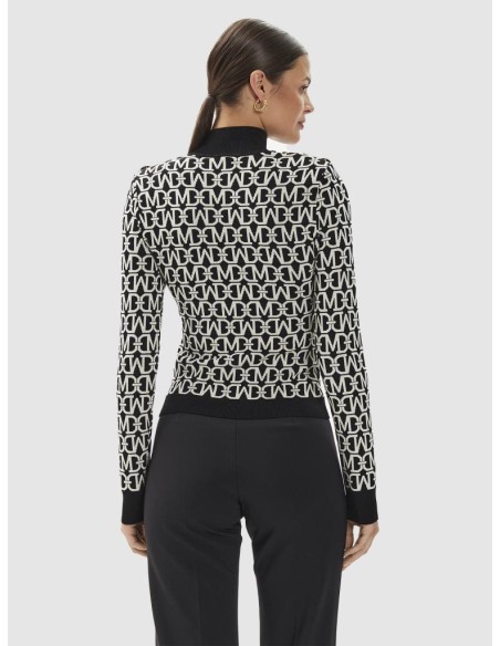 Pullover Donna Nero Marciano by Guess con Collo Alto e Bottoni Decorat