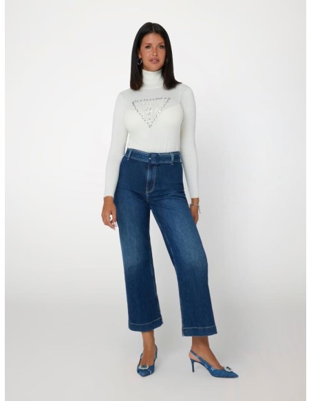 Guess Maglia Donna Slim Fit con Logo Triangolo e Strass  | Mariadesole