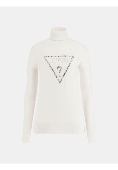 Guess Maglia Donna Slim Fit con Logo Triangolo e Strass  | Mariadesole