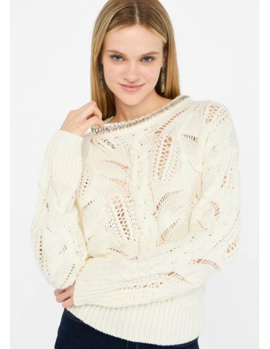 Maglia donna Liu Jo traforata in misto lana con pietre gioiello  | Mar