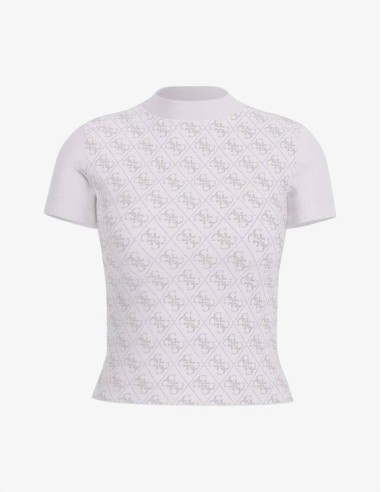 T-shirt Slim Fit Donna Guess con Logo 4G in Strass  | Mariadesole.it