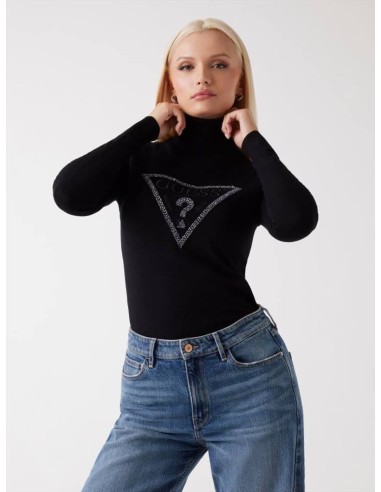 Guess Donna Maglione a Collo Alto Logo Triangolo con Perline  | Mariad