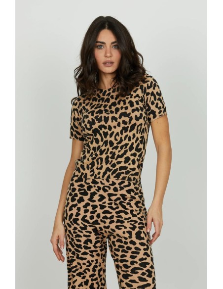 Maglia ANOUK Relish donna mezza manica girocollo fantasia maculata  | 