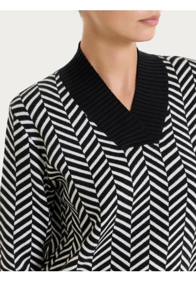 Ragno Maglia Donna con Scollo a V Fantasia Spigata in Filato Super Sof