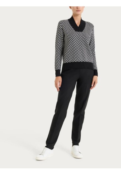 Ragno Maglia Donna con Scollo a V Fantasia Spigata in Filato Super Sof