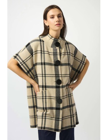 Poncho Donna Joseph Ribkoff in Maglia Jacquard a Quadri con Bottoni Oversize