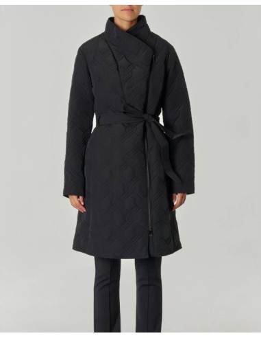 Liu Jo Piumino Midi Donna Nero con Trapuntatura a Intreccio e Cintura 