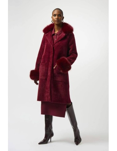 Joseph Ribkoff Donna Cappotto in Filato di Piume con Finiture in Pelli