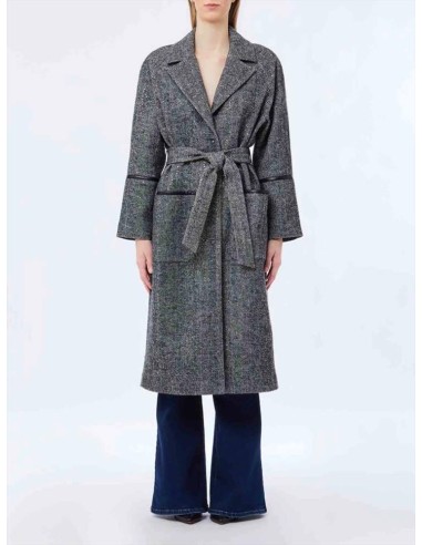 Liu Jo Cappotto Donna Grigio con Paillettes e Inserti in Pelle  | Mari