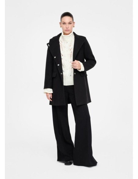 Cappotto Liu Jo donna in panno double beige con bottoni e tasche  | Ma