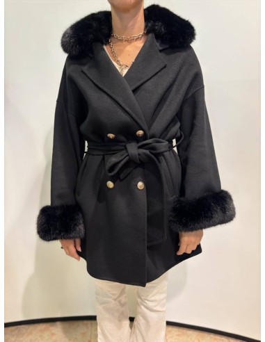 Relish Cappotto Donna Vexat Doppiopetto con Bordi in Ecopelliccia e Ci