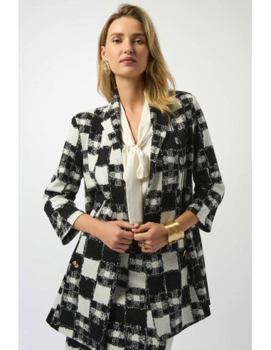 Giacca a trapezio in maglia jacquard Joseph Ribkoff con stampa scozzes