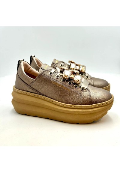 Sneakers Ariel Lorenzo Mari Donna in Pelle con Plateau  | Mariadesole.