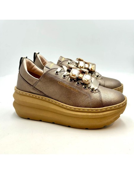 Sneakers Ariel Lorenzo Mari Donna in Pelle con Plateau  | Mariadesole.