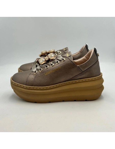 Sneakers Ariel Lorenzo Mari Donna in Pelle con Plateau  | Mariadesole.