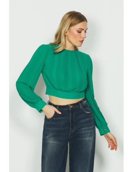 Blusa Donna Relish VERONICA - Eleganza Plissé con Scollatura a Goccia 