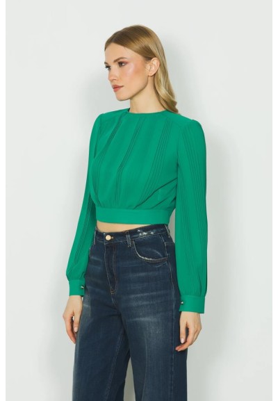 Blusa Donna Relish VERONICA - Eleganza Plissé con Scollatura a Goccia 