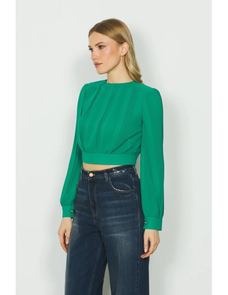 Blusa Donna Relish VERONICA - Eleganza Plissé con Scollatura a Goccia 
