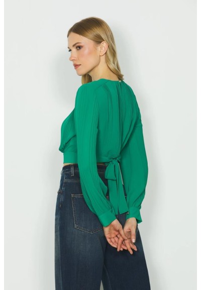 Blusa Donna Relish VERONICA - Eleganza Plissé con Scollatura a Goccia 