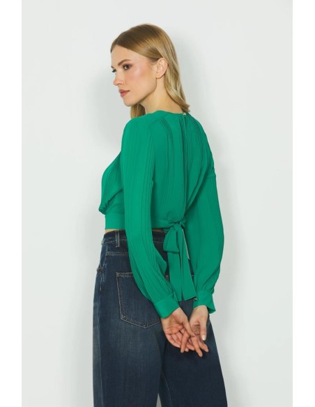 Blusa Donna Relish VERONICA - Eleganza Plissé con Scollatura a Goccia 
