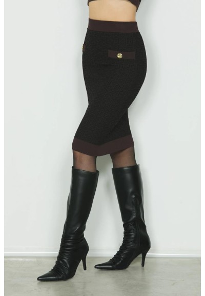 Gonna Longuette Donna Relish ELSA - Eleganza Jacquard con Dettagli Log