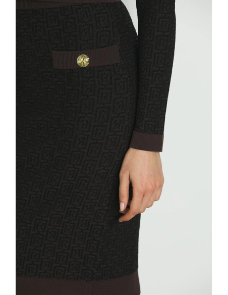 Gonna Longuette Donna Relish ELSA - Eleganza Jacquard con Dettagli Log