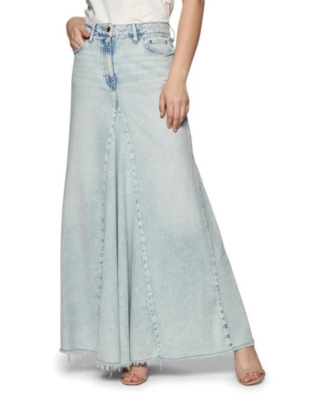 Gonna Lunga Maxi Jeans Guess Donna a Pannelli in Denim  | Mariadesole.