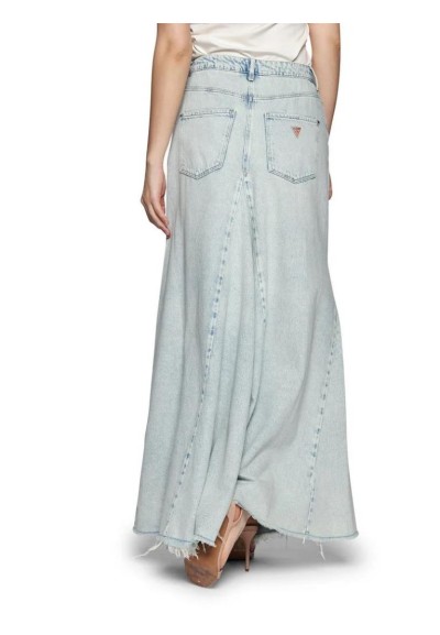 Gonna Lunga Maxi Jeans Guess Donna a Pannelli in Denim  | Mariadesole.