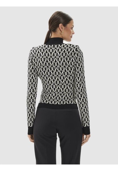 Pullover Donna Nero Marciano by Guess con Collo Alto e Bottoni Decorat