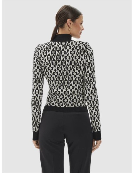 Pullover Donna Nero Marciano by Guess con Collo Alto e Bottoni Decorat