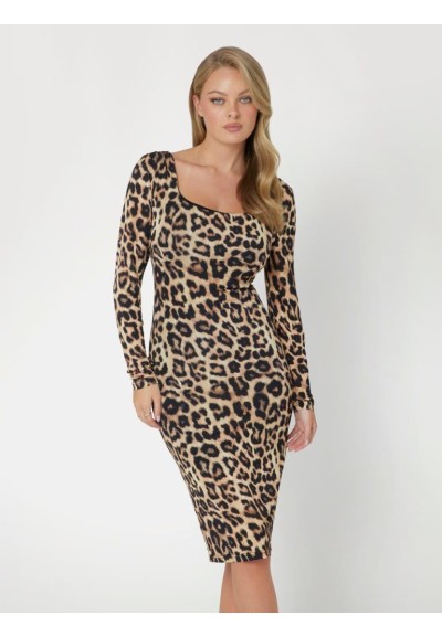 Abito Midi Animalier Donna Marciano in Viscosa Stretch  | Mariadesole.