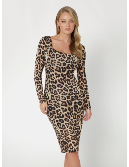 Abito Midi Animalier Donna Marciano in Viscosa Stretch  | Mariadesole.