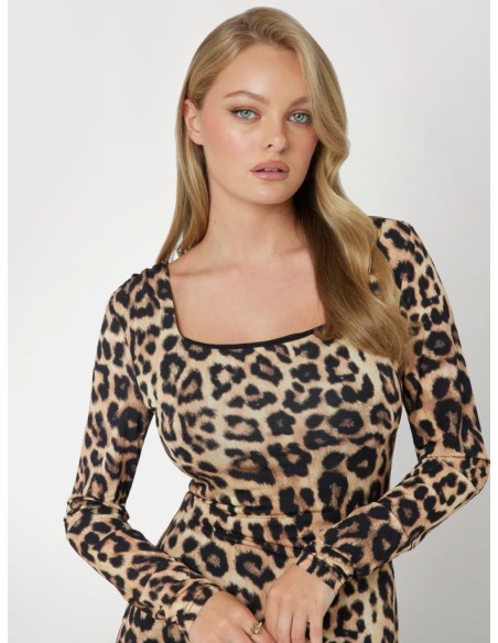 Abito Midi Animalier Donna Marciano in Viscosa Stretch  | Mariadesole.