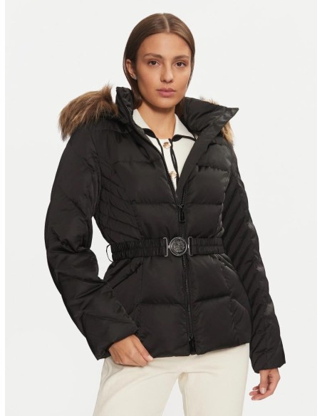 Giacca Imbottita in Vero Piumino Donna con Cappuccio e Pelliccia Rimov