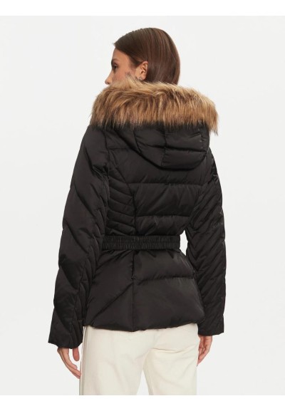 Giacca Imbottita in Vero Piumino Donna con Cappuccio e Pelliccia Rimov