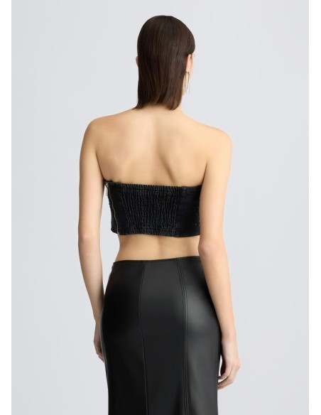 Top Donna Liu Jo in Denim Nero con Strass  | Mariadesole.it