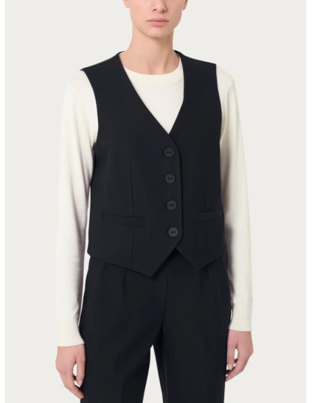 Gilet Donna Ragno con Quattro Bottoni in Tessuto Compact  | Mariadesol