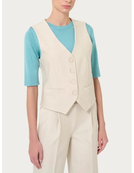 Gilet Donna Ragno con Quattro Bottoni in Tessuto Compact  | Mariadesol