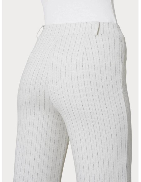 Pantalone Ragno Donna Gessato Ampio in Eco Jacquard con Passanti  | Ma