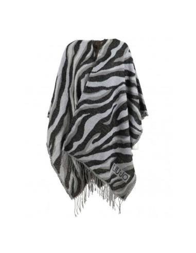 Poncho Liu Jo Donna con Motivo Zebrato Jacquard e Bordi Sfrangiati  | 