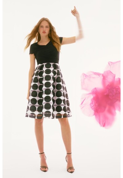 Joseph Ribkoff Donna - Abito con Gonna Ampia in Maglia Effetto Seta e 