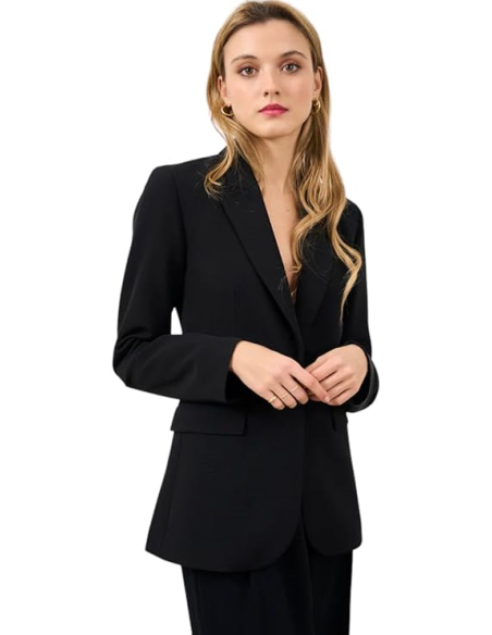 Liu Jo Donna - Giacca Lunga Luxury Monopetto con Revers a Lancia  | Ma