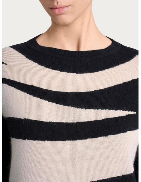 Maglia Donna Animalier con Collo a Barchetta in Misto Angora - Ragno  